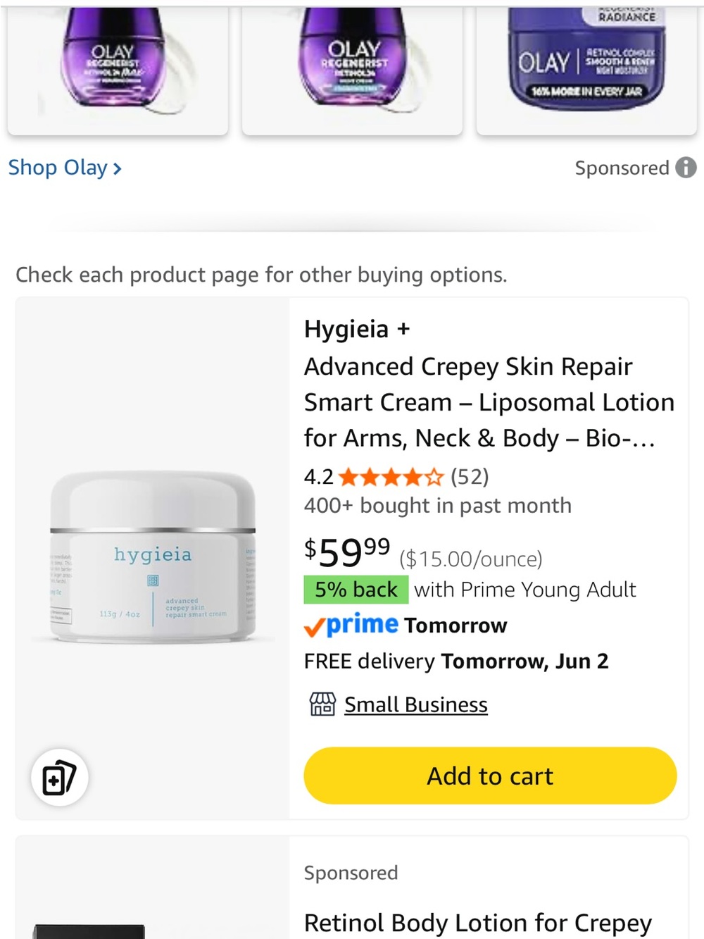 Hygieia Advanced Crepey Skin Repair Moisturizer